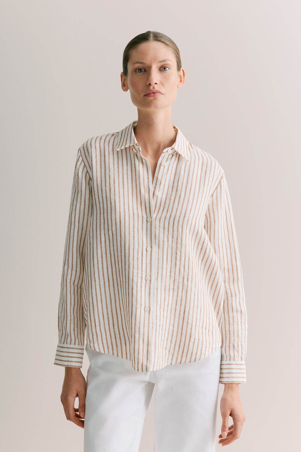 Linen End On End Stripe Shirt
