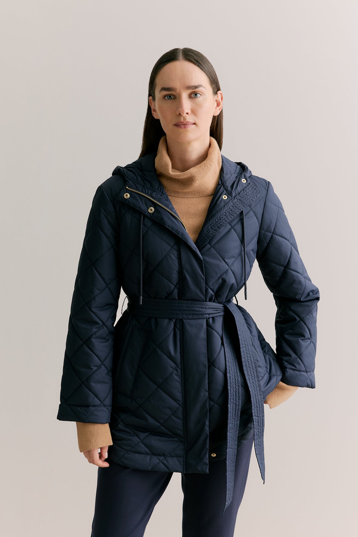 Diamond Quilted Hooded Anorak