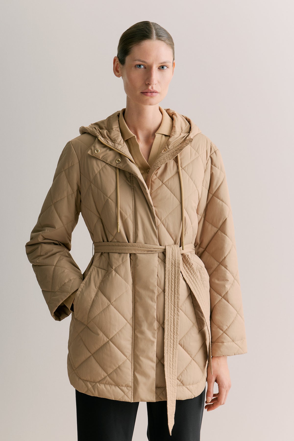 Diamond Quilted Hooded Anorak