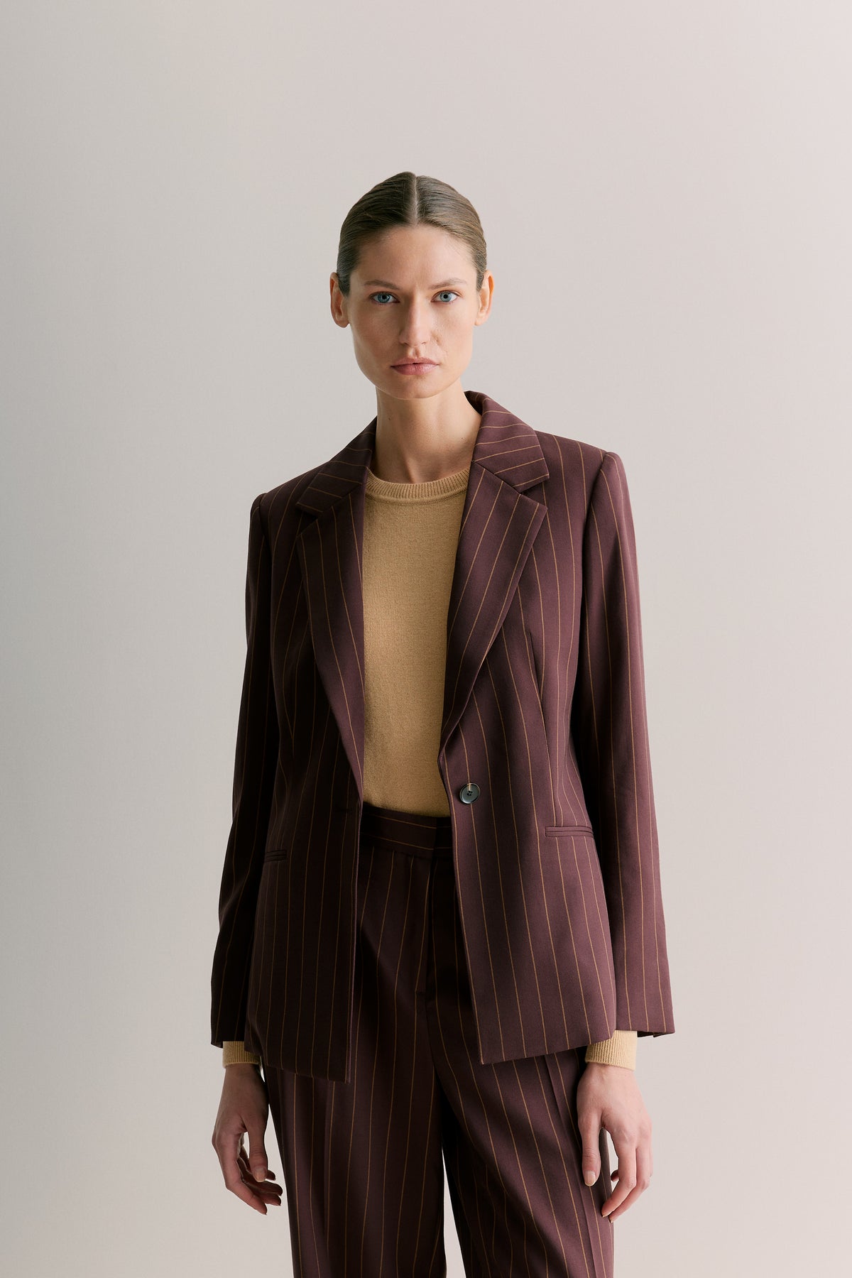 Stretch Wool Pinstripe Blazer
