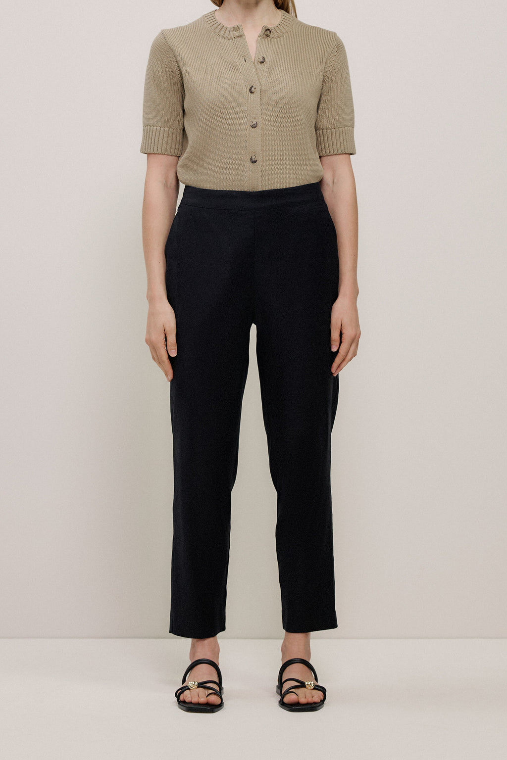Stretch Linen Blend Pull On Pant