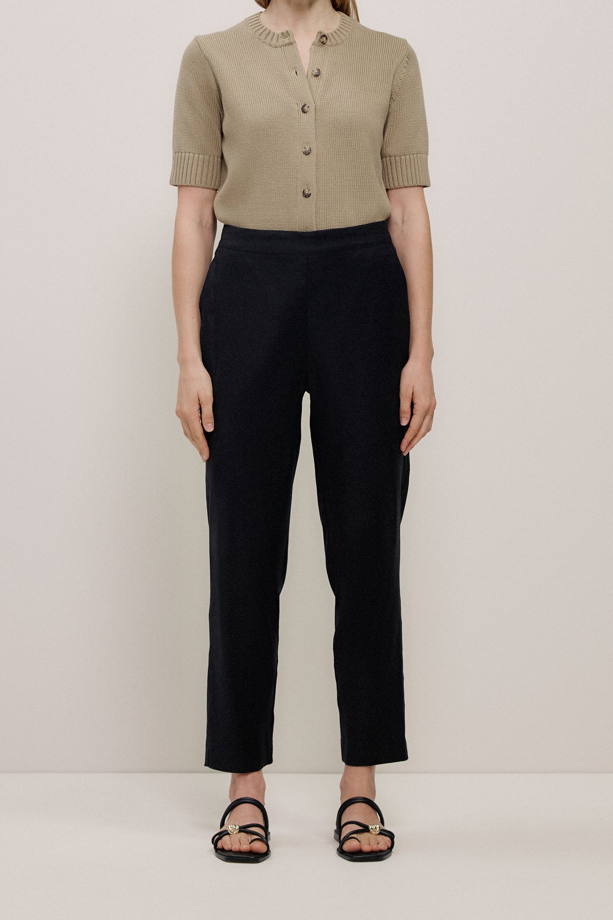 Stretch Linen Blend Pull On Pant