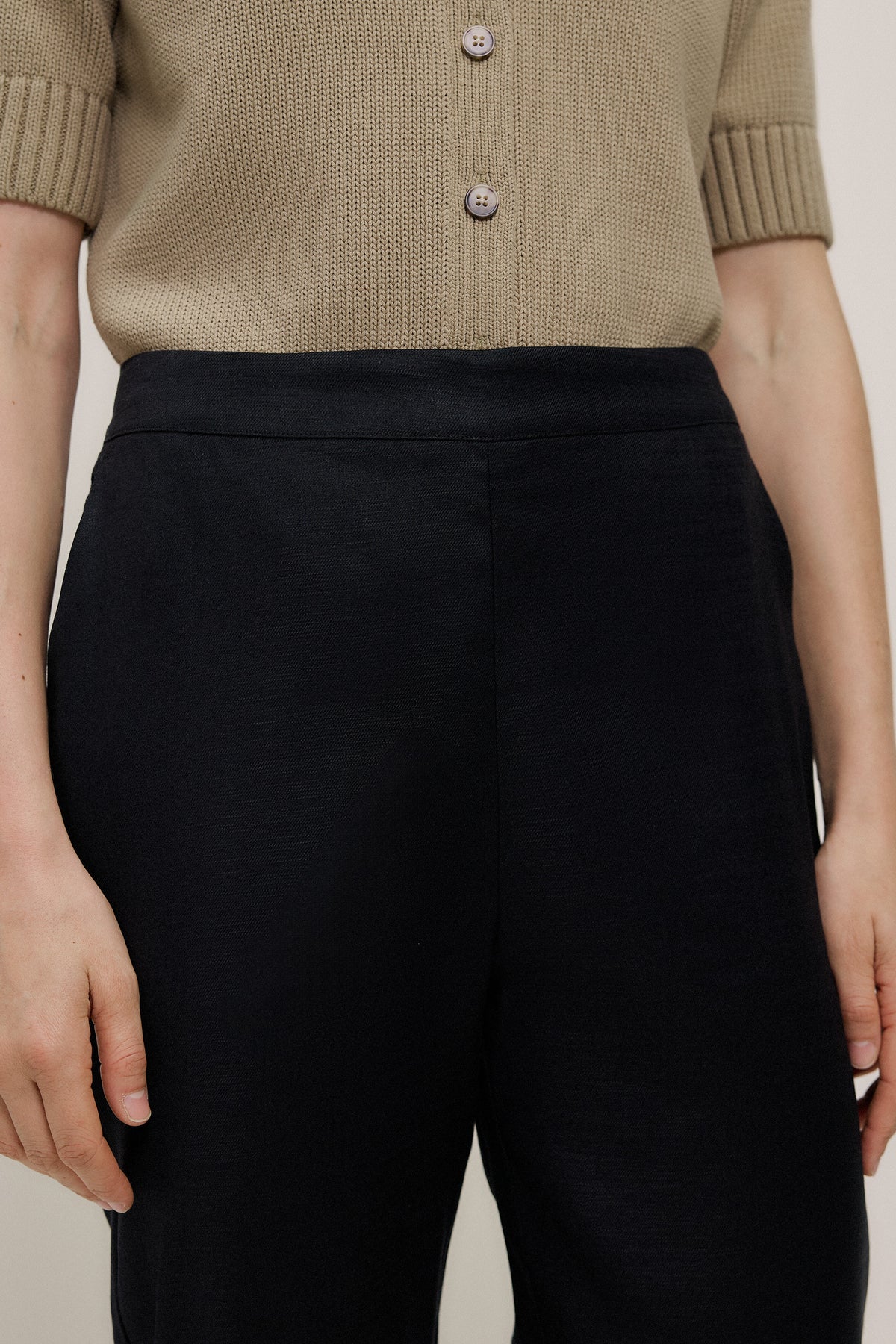 Stretch Linen Blend Pull On Pant