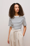 Modal Cotton Stripe Boxy Crew T-Shirt