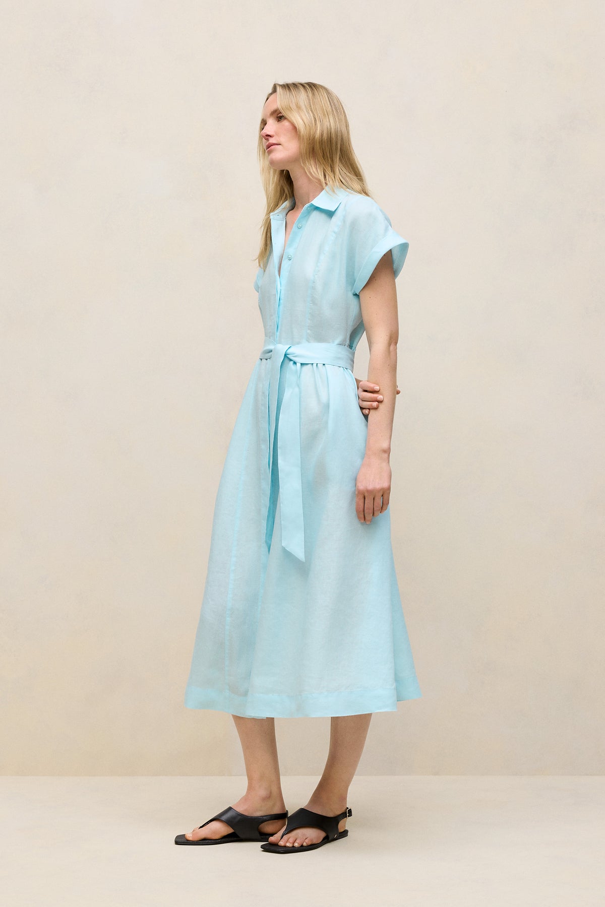 Linen Panelled Shirt Dress