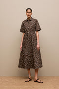 Leopard Poplin Belted Dress