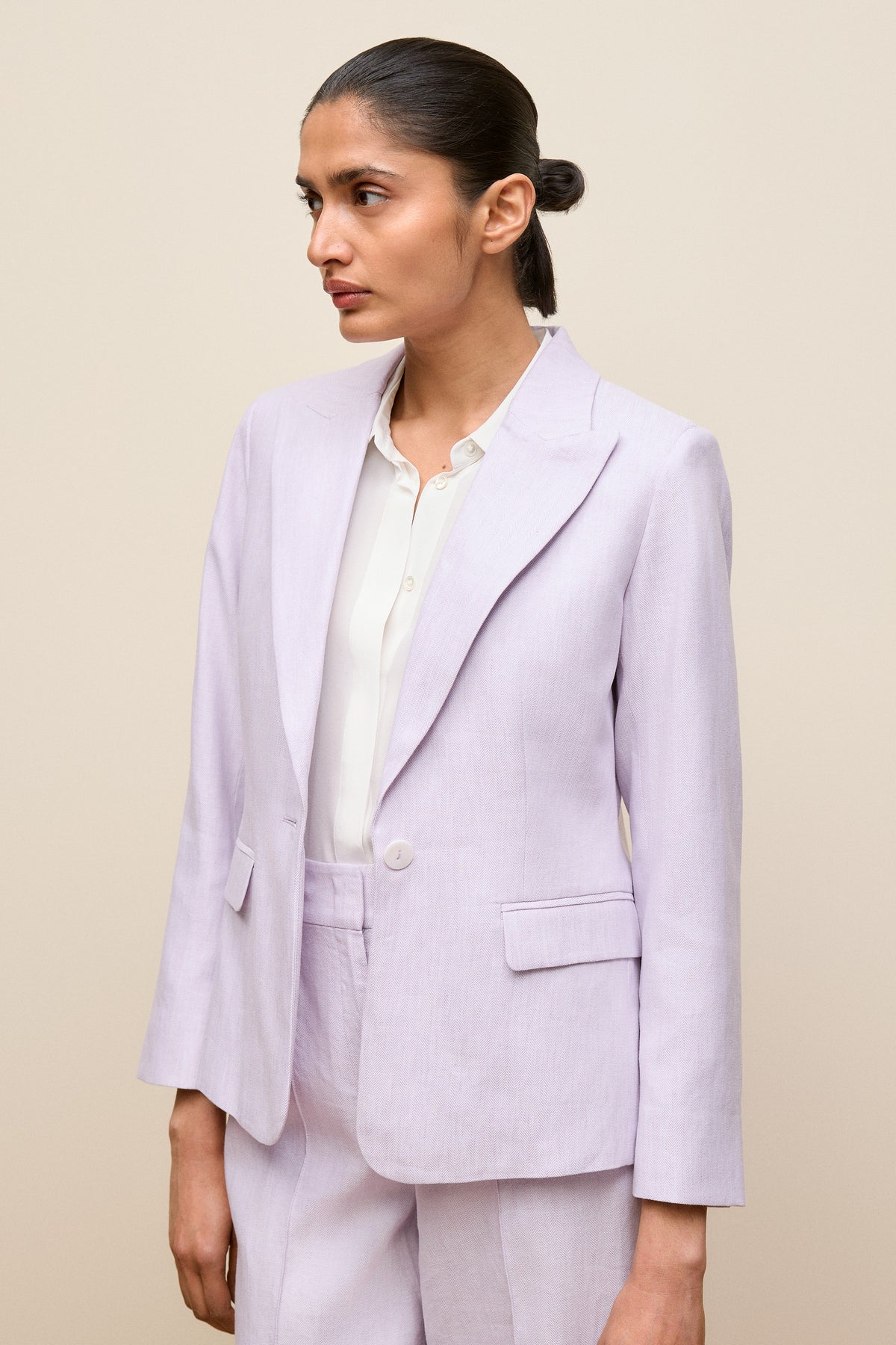 Linen Cotton Herringbone Blazer