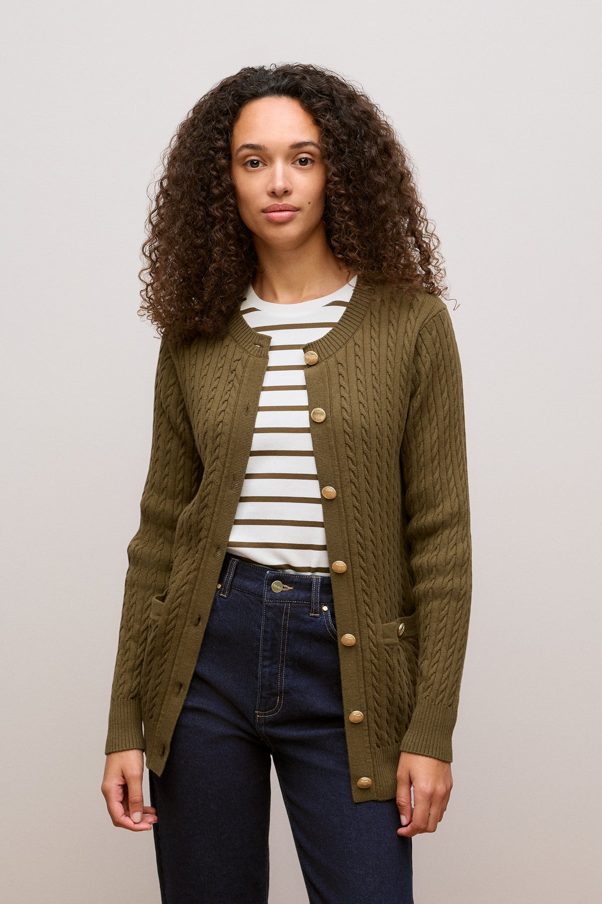 Cotton Cable Knit Longline Cardigan