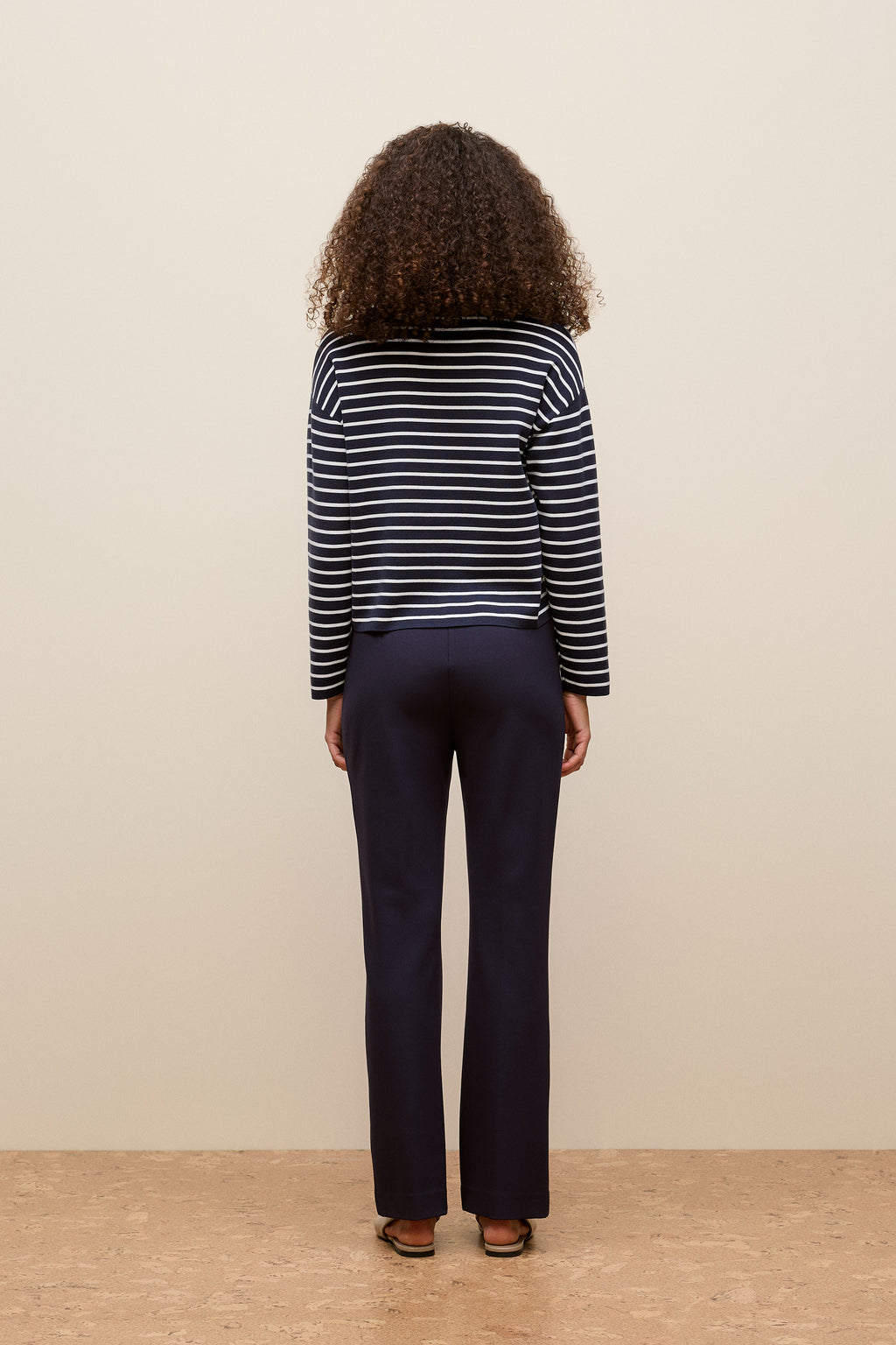 Cotton Crepe Stripe Knit Crew