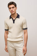Cable Knit Short Sleeve Polo