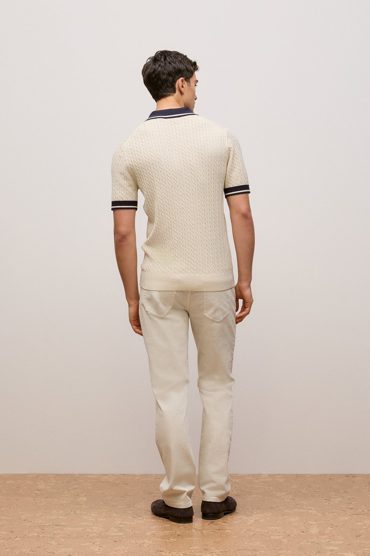 Cable Knit Short Sleeve Polo