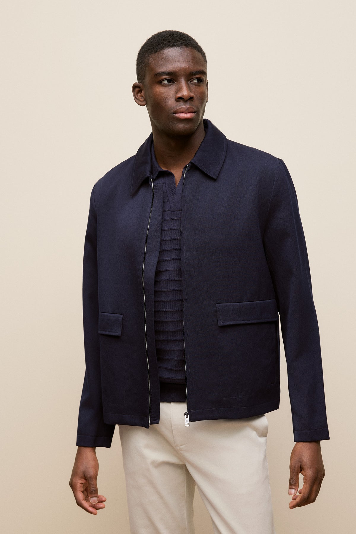 Twill Pocket Detail Zip Jacket