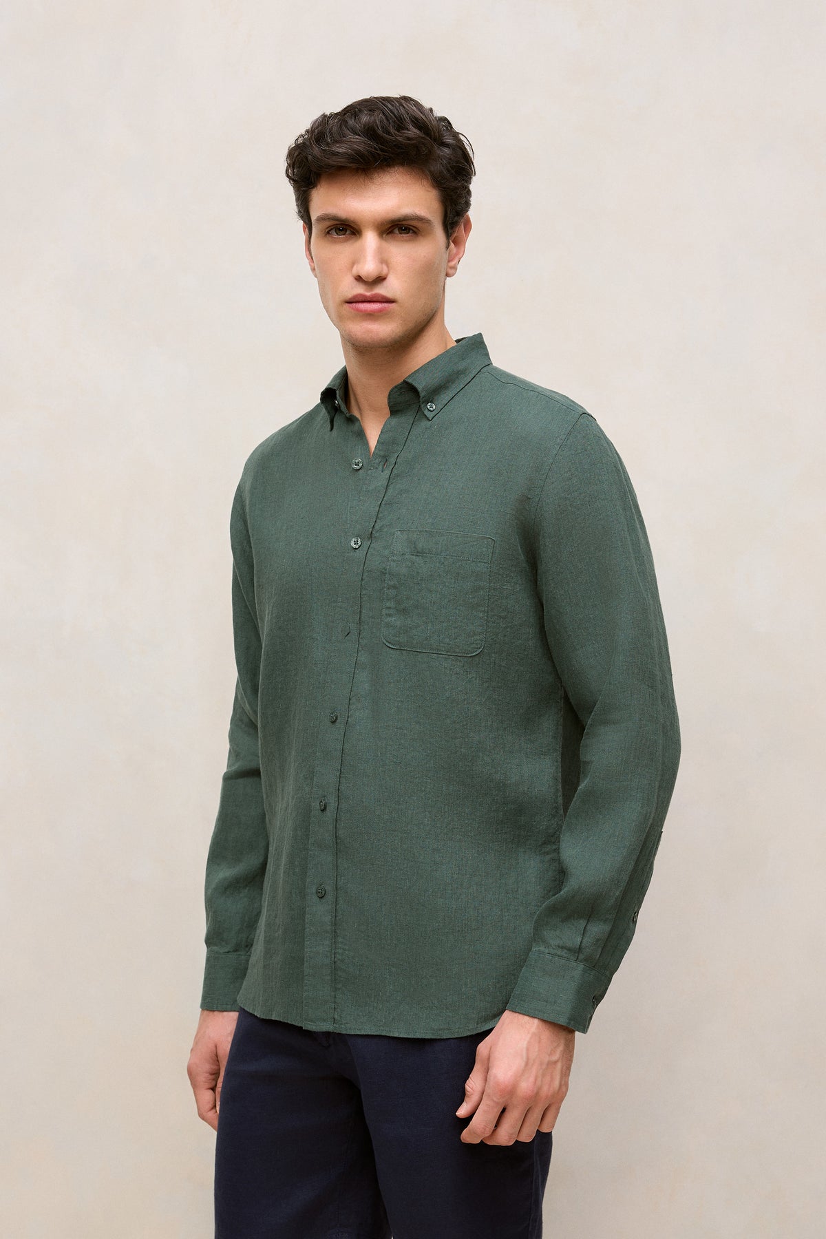 Regular Fit Linen End On End Shirt