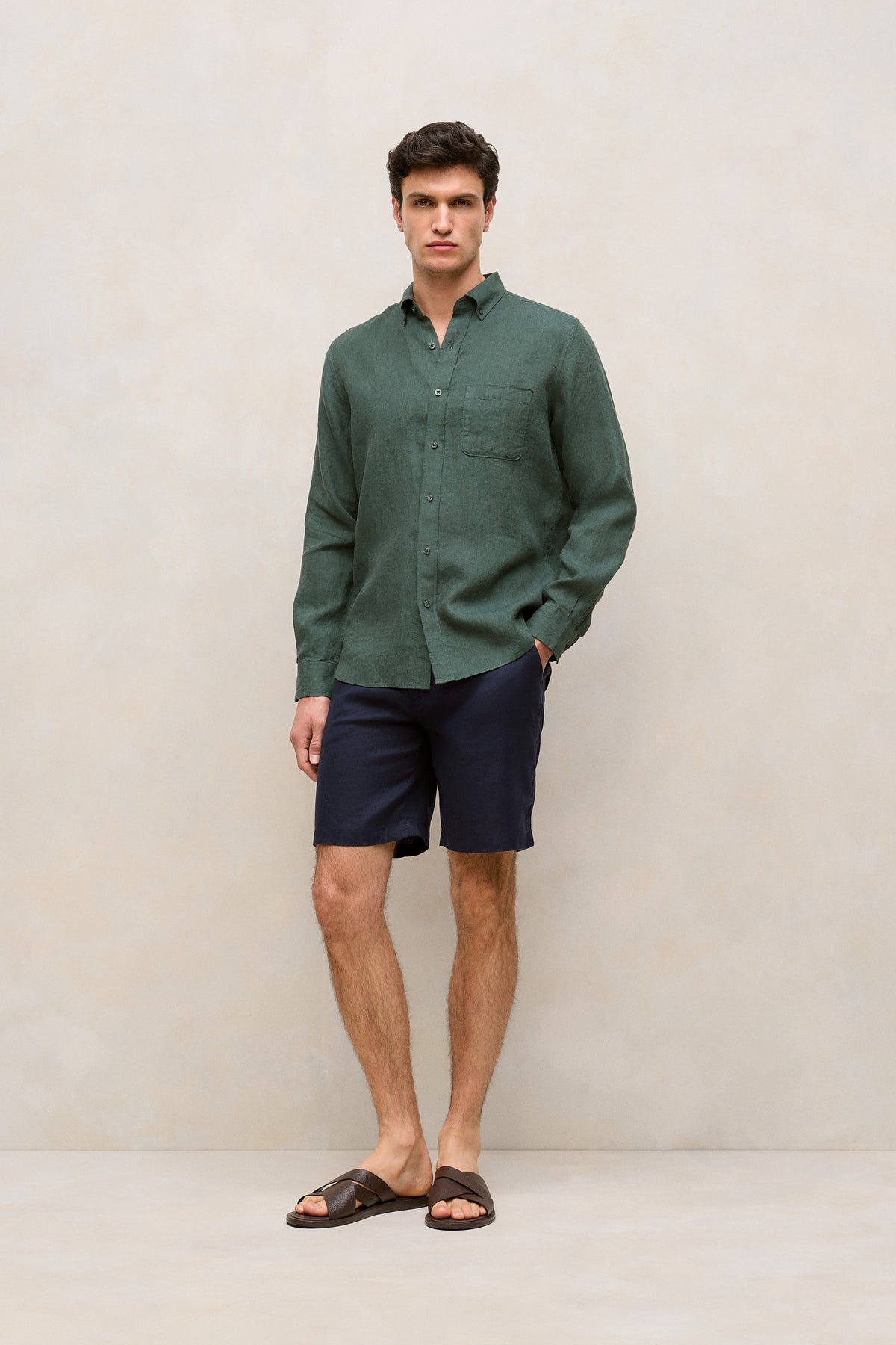 Regular Fit Linen End On End Shirt
