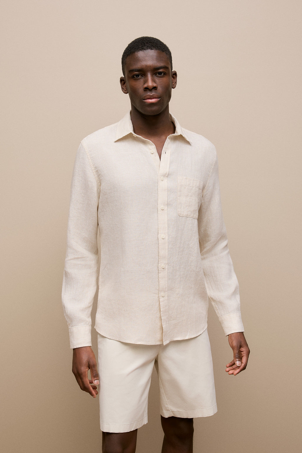 Regular Fit Linen Fine Stripe Shirt