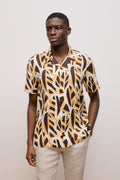 Graphic Leaf Linen Short Sleeve Shirt