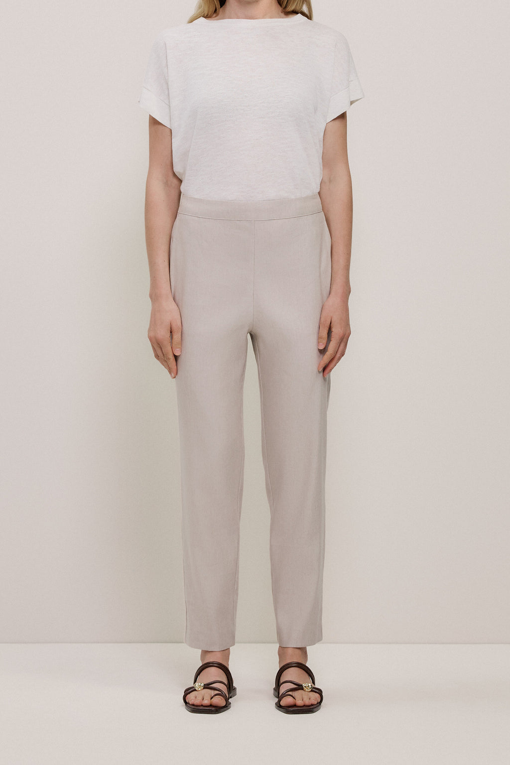 Stretch Linen Blend Pull On Pant