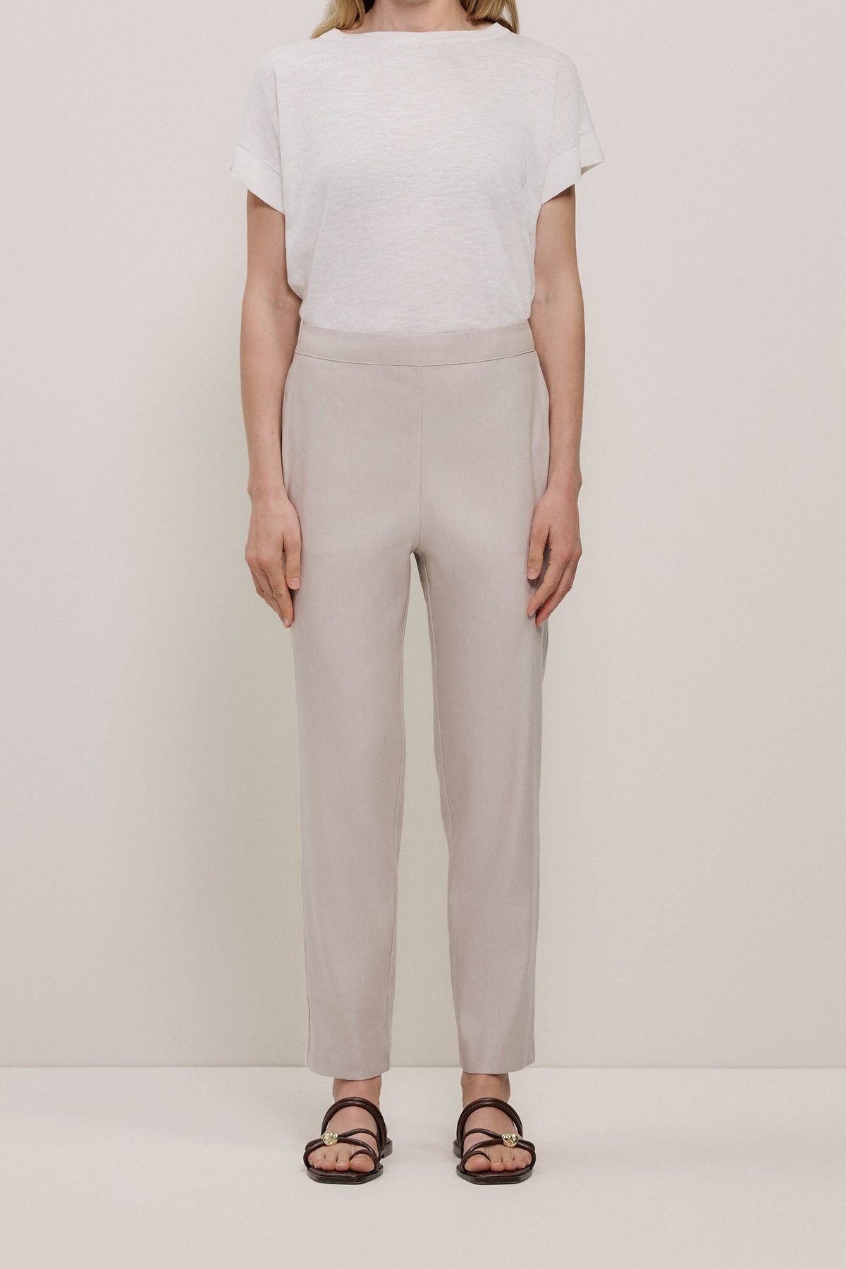 Stretch Linen Blend Pull On Pant