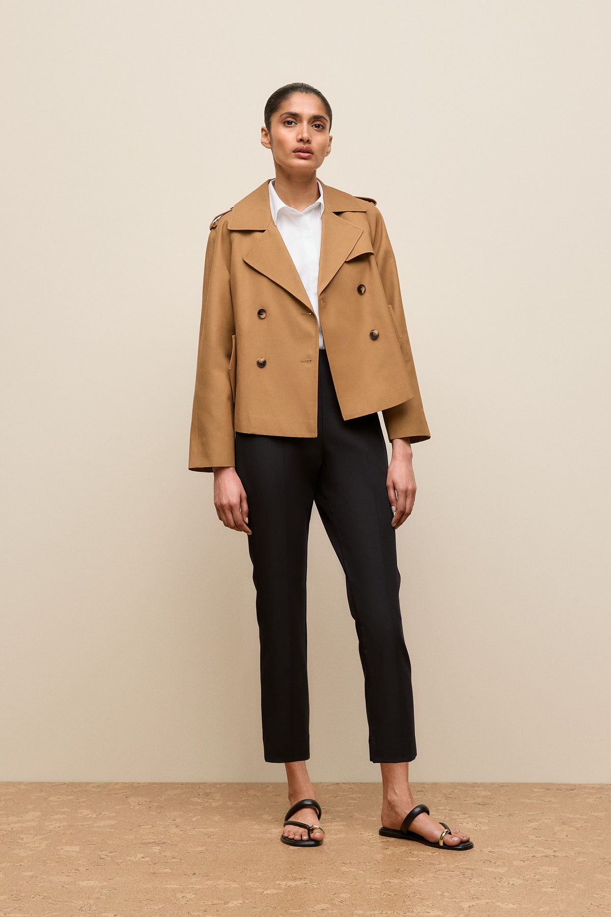 Cotton Twill Cropped Swing Trench