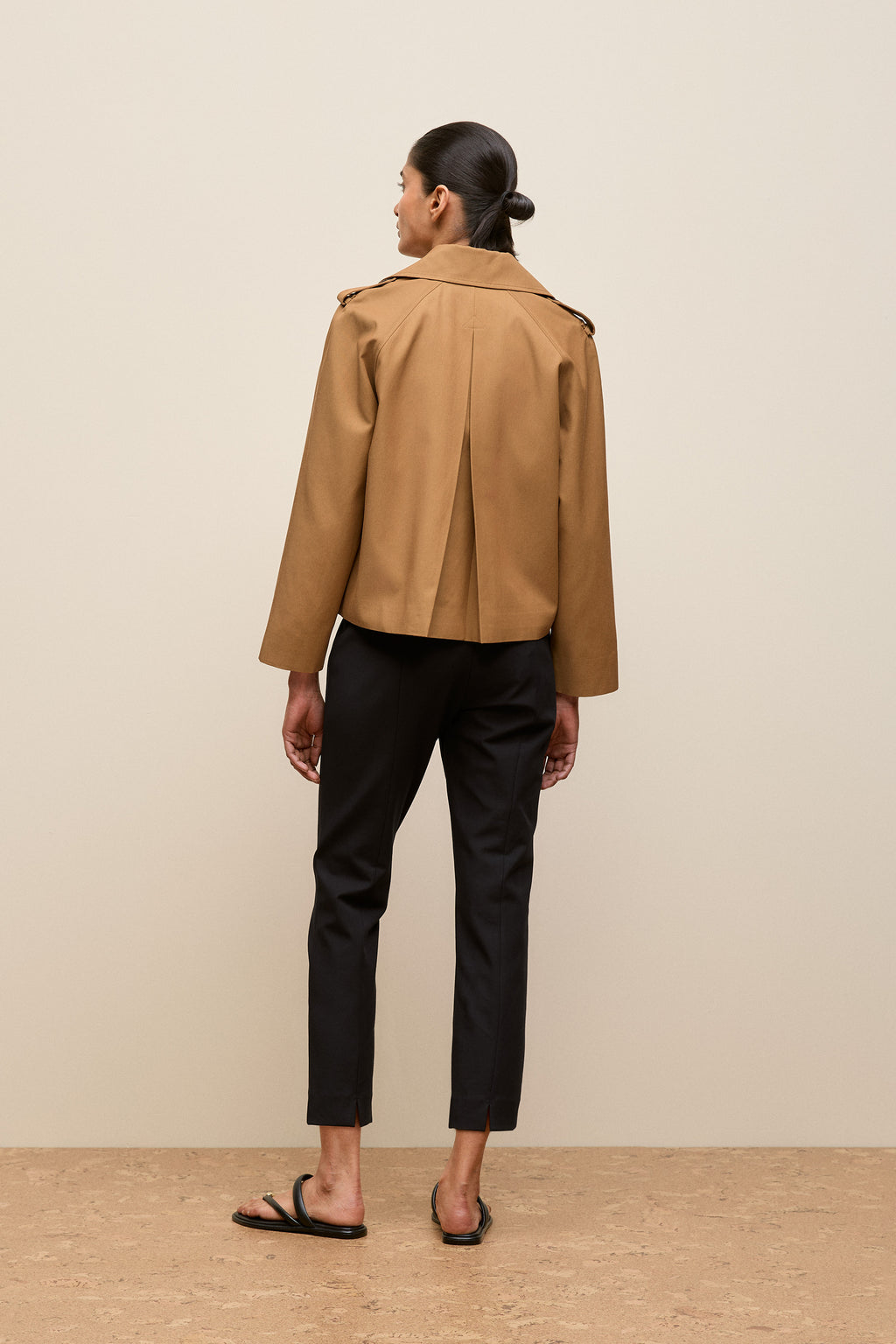 Cotton Twill Cropped Swing Trench