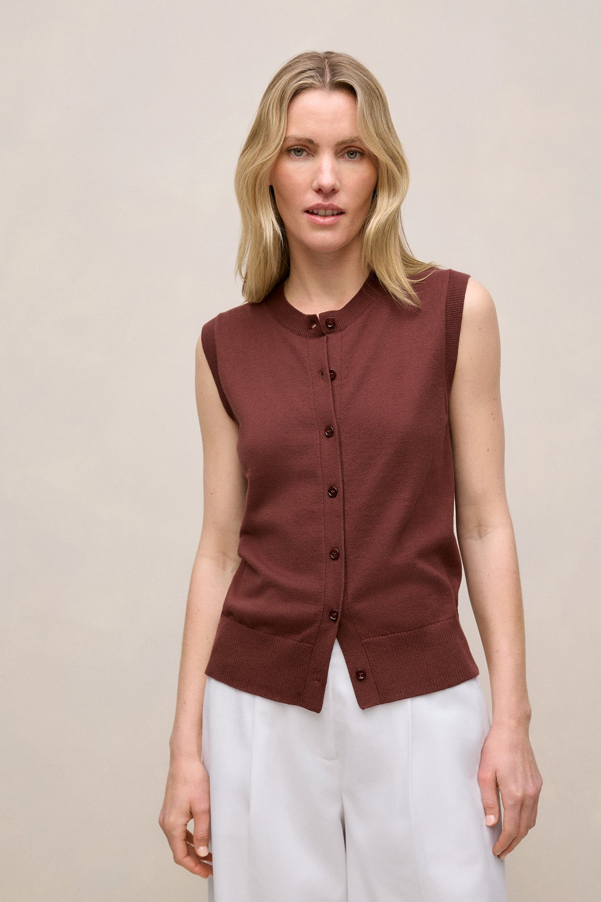Cotton Cashmere Knit Vest