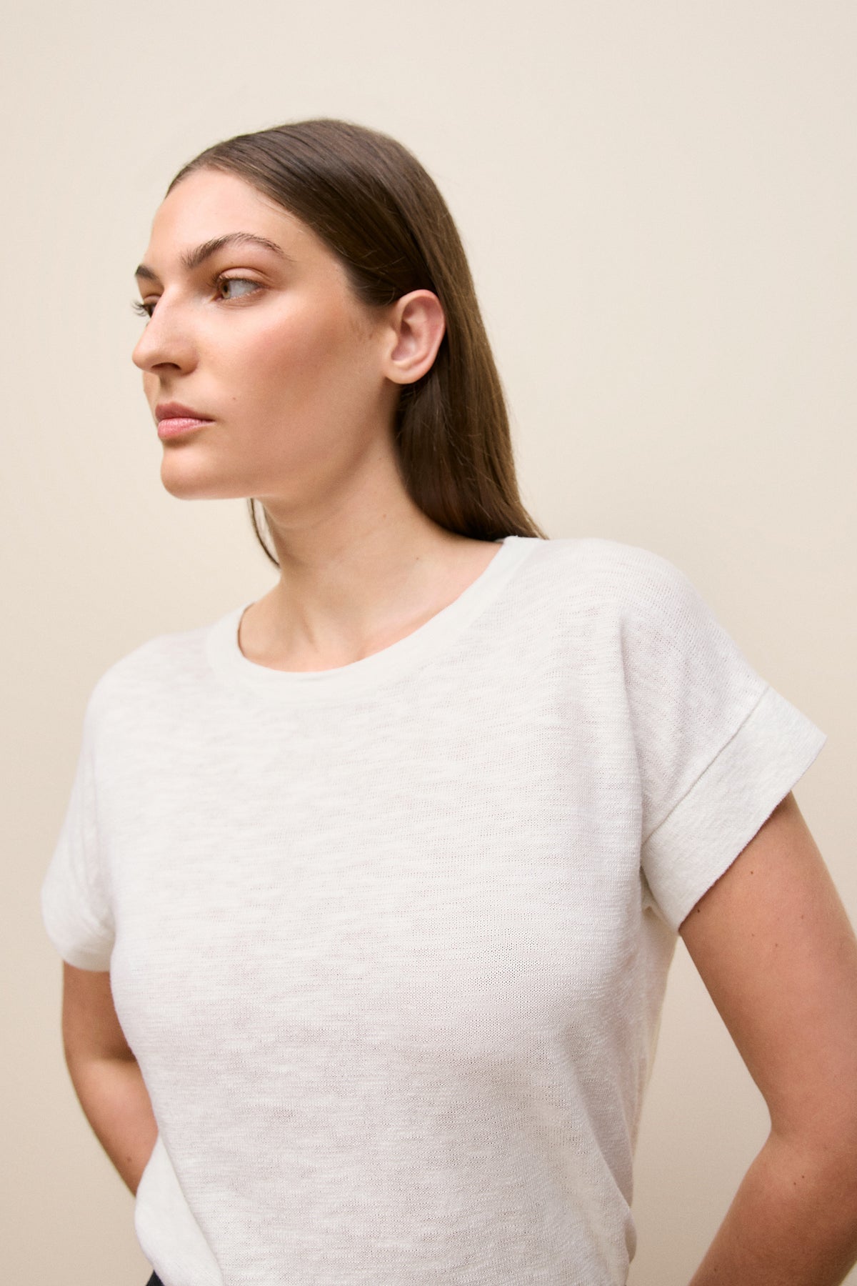 Linen Cotton Relaxed Crew T-Shirt