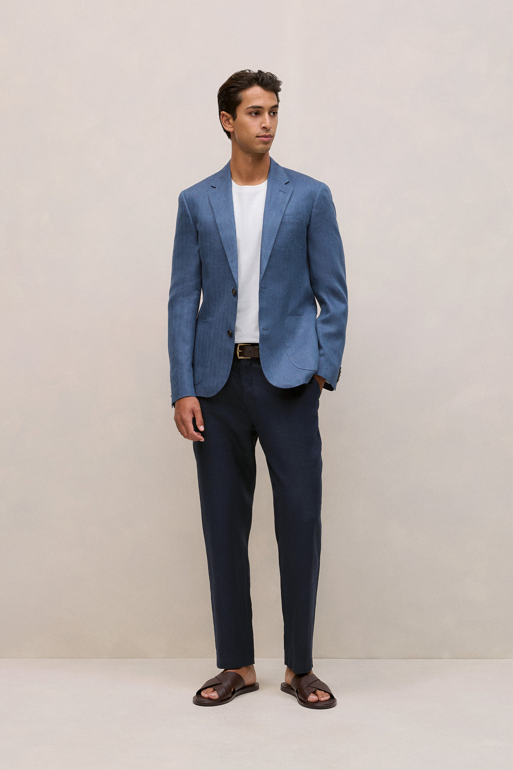 Regular Fit Linen Herringbone Blazer