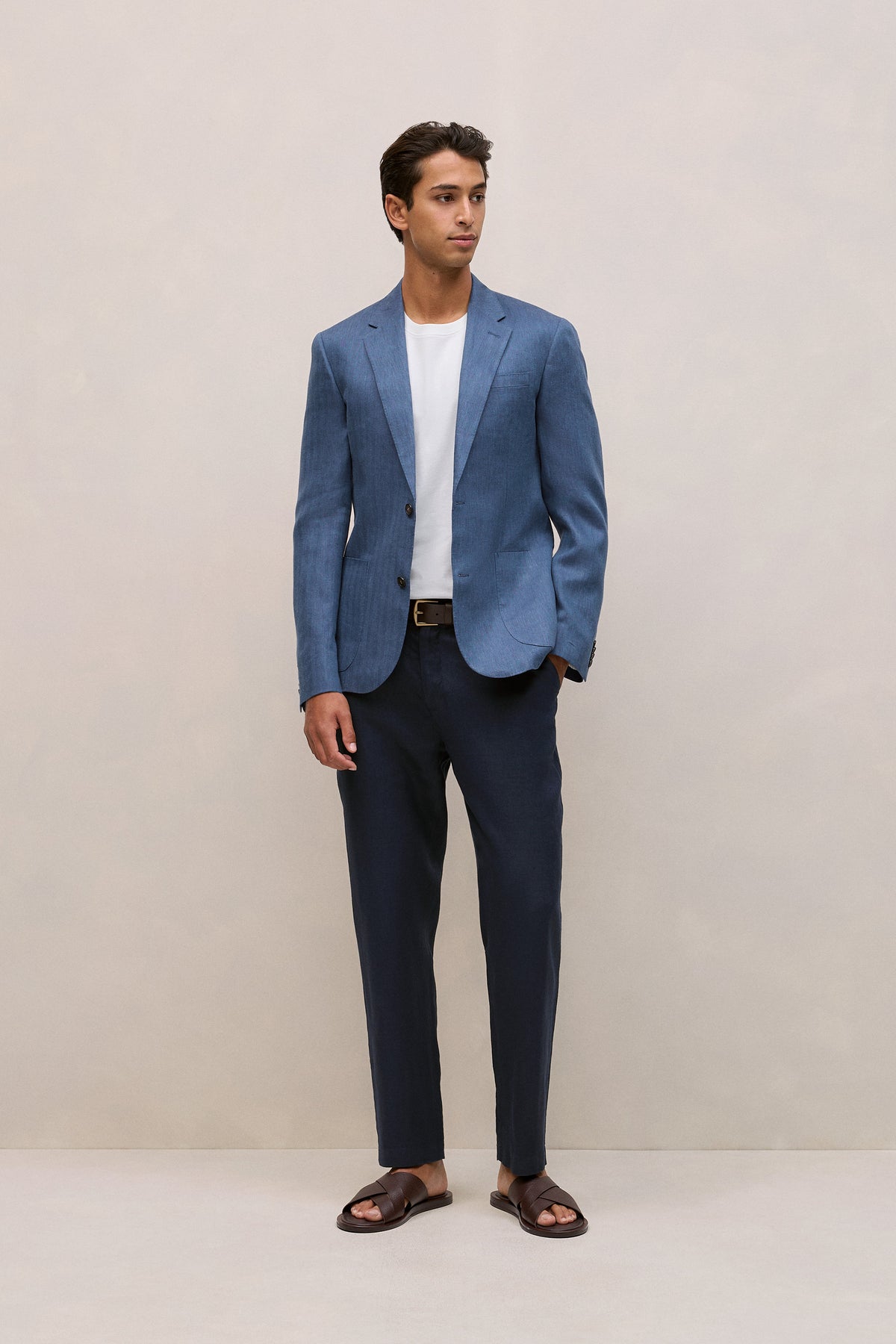 Regular Fit Linen Herringbone Blazer