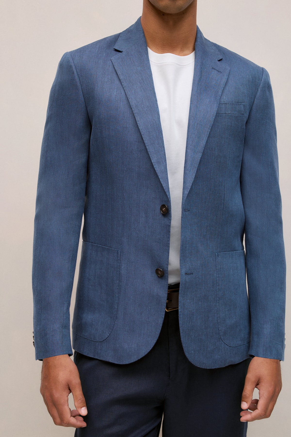 Regular Fit Linen Herringbone Blazer
