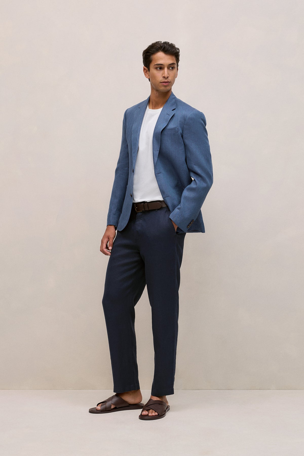 Regular Fit Linen Herringbone Blazer