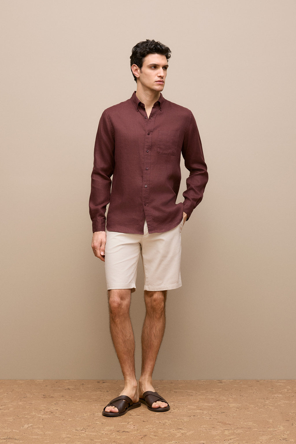 Stretch Cotton Dobby Longline Short