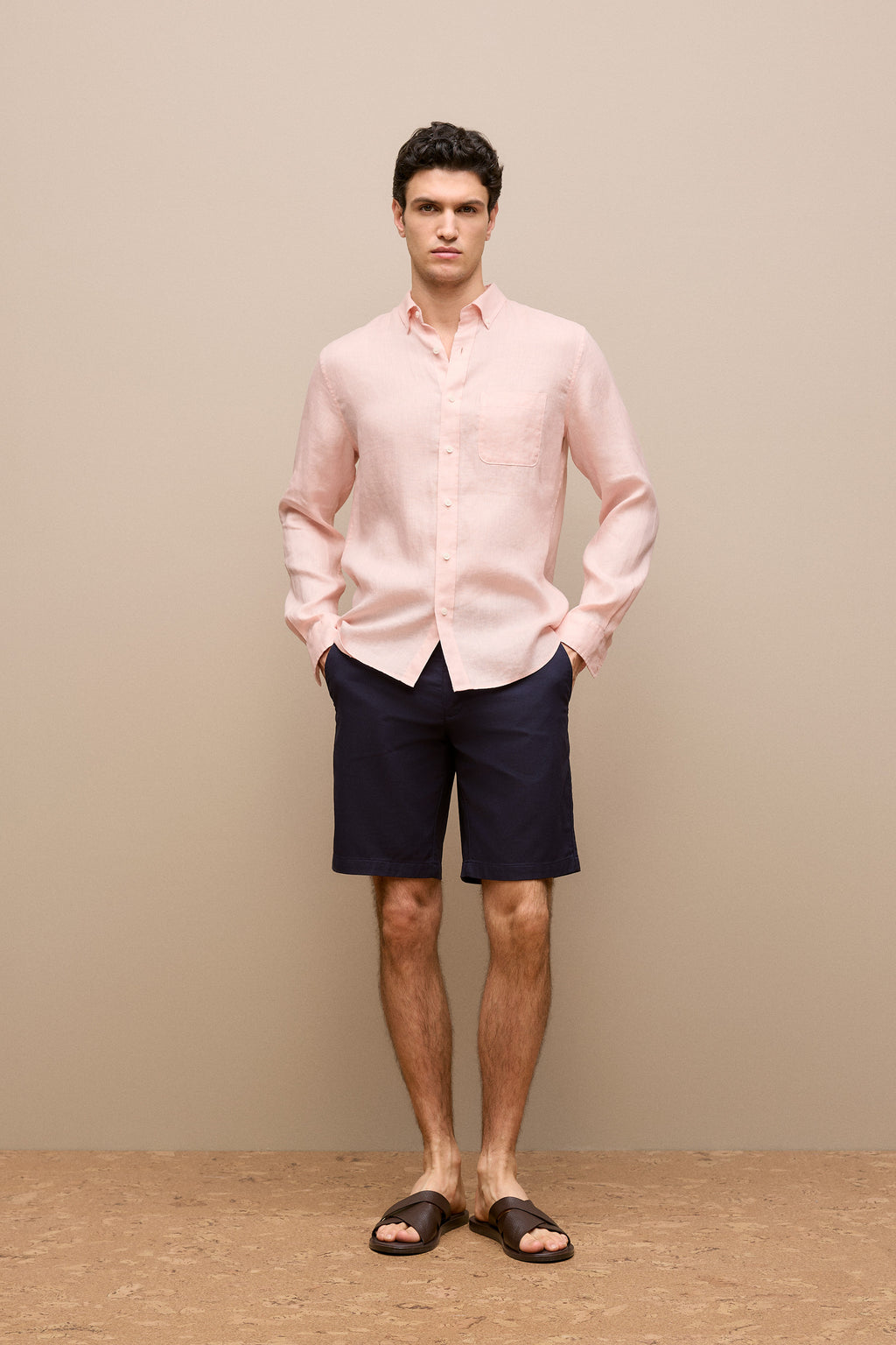 Stretch Cotton Dobby Longline Short