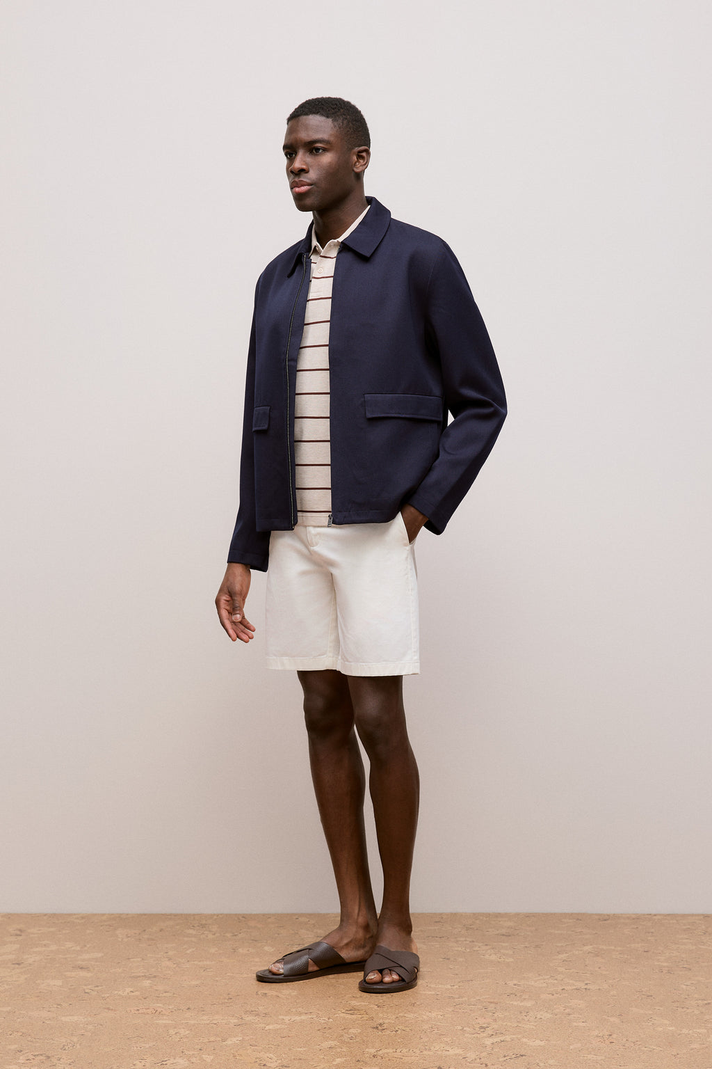 Pique Fine Stripe Monogram Polo
