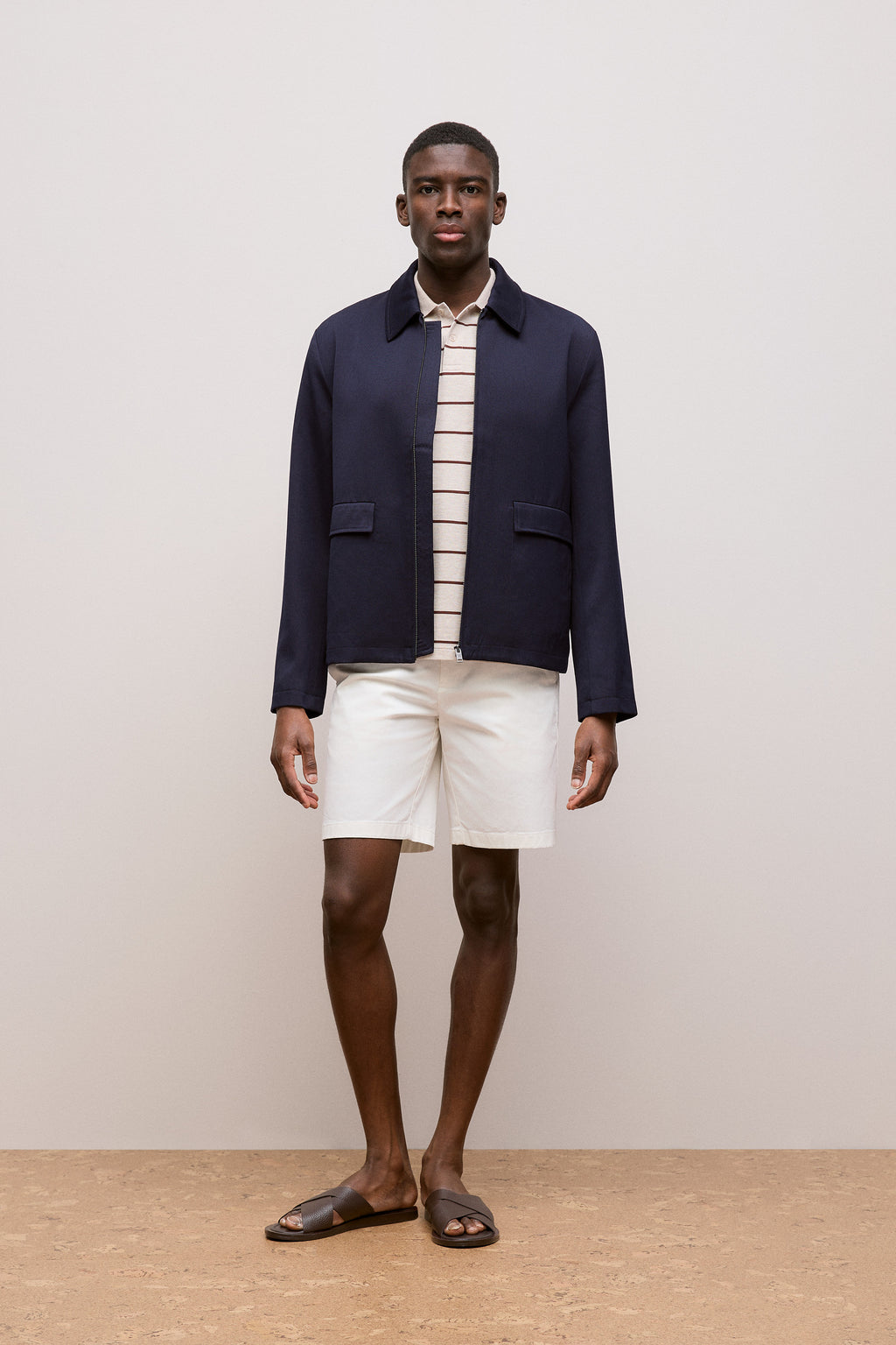 Pique Fine Stripe Monogram Polo