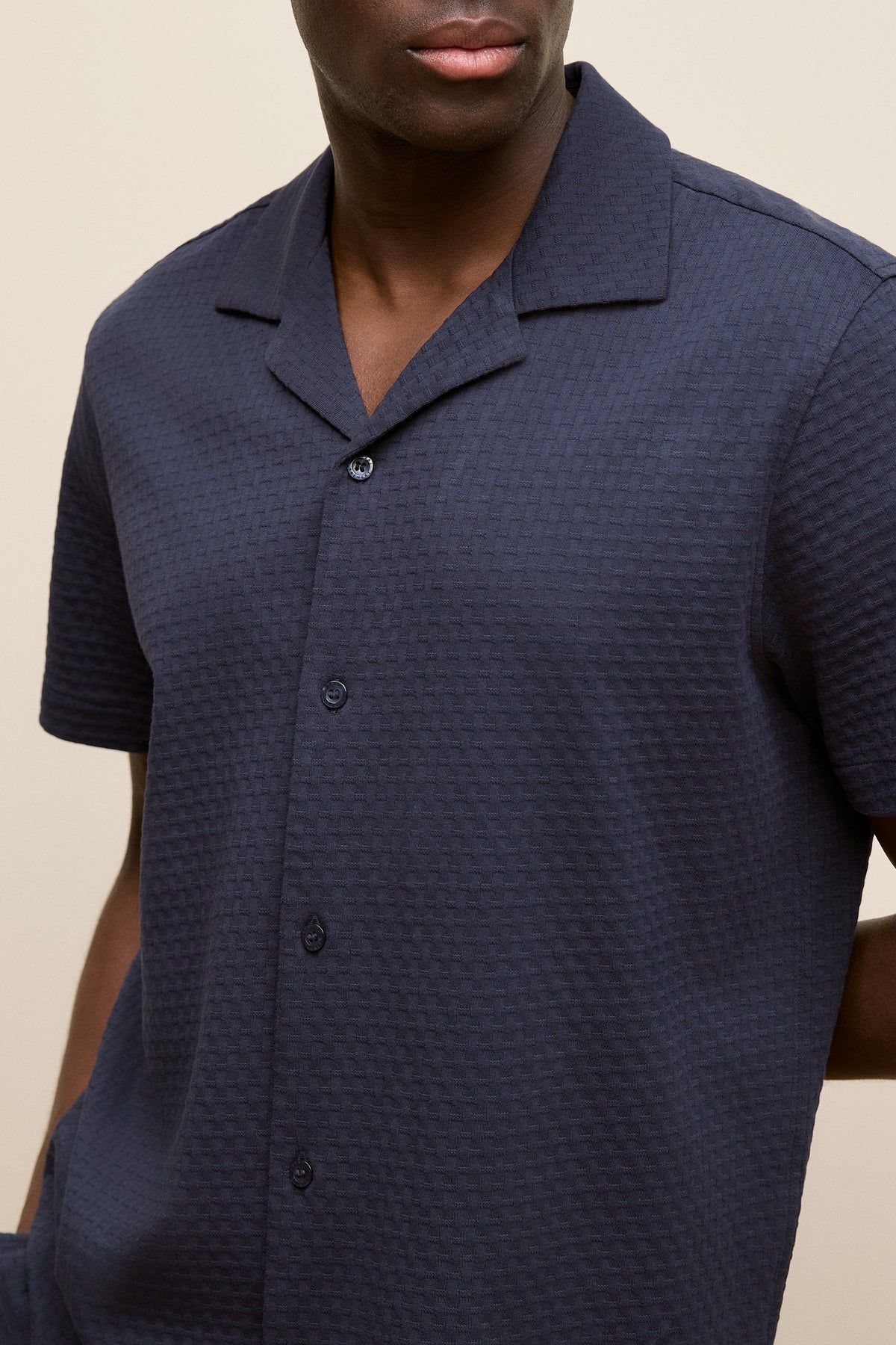 Basketweave Cotton Camp Shirt