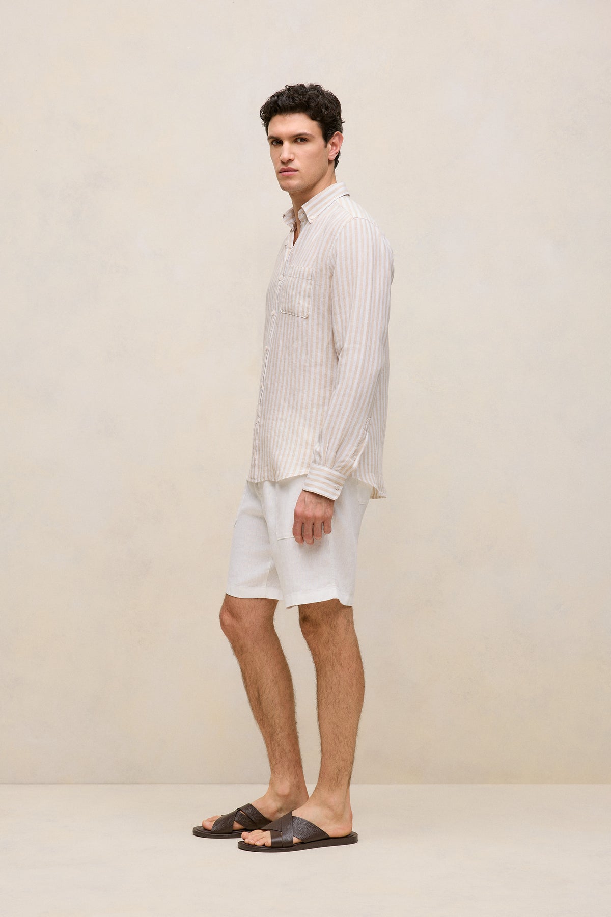 Regular Fit Linen Bengal Stripe Shirt