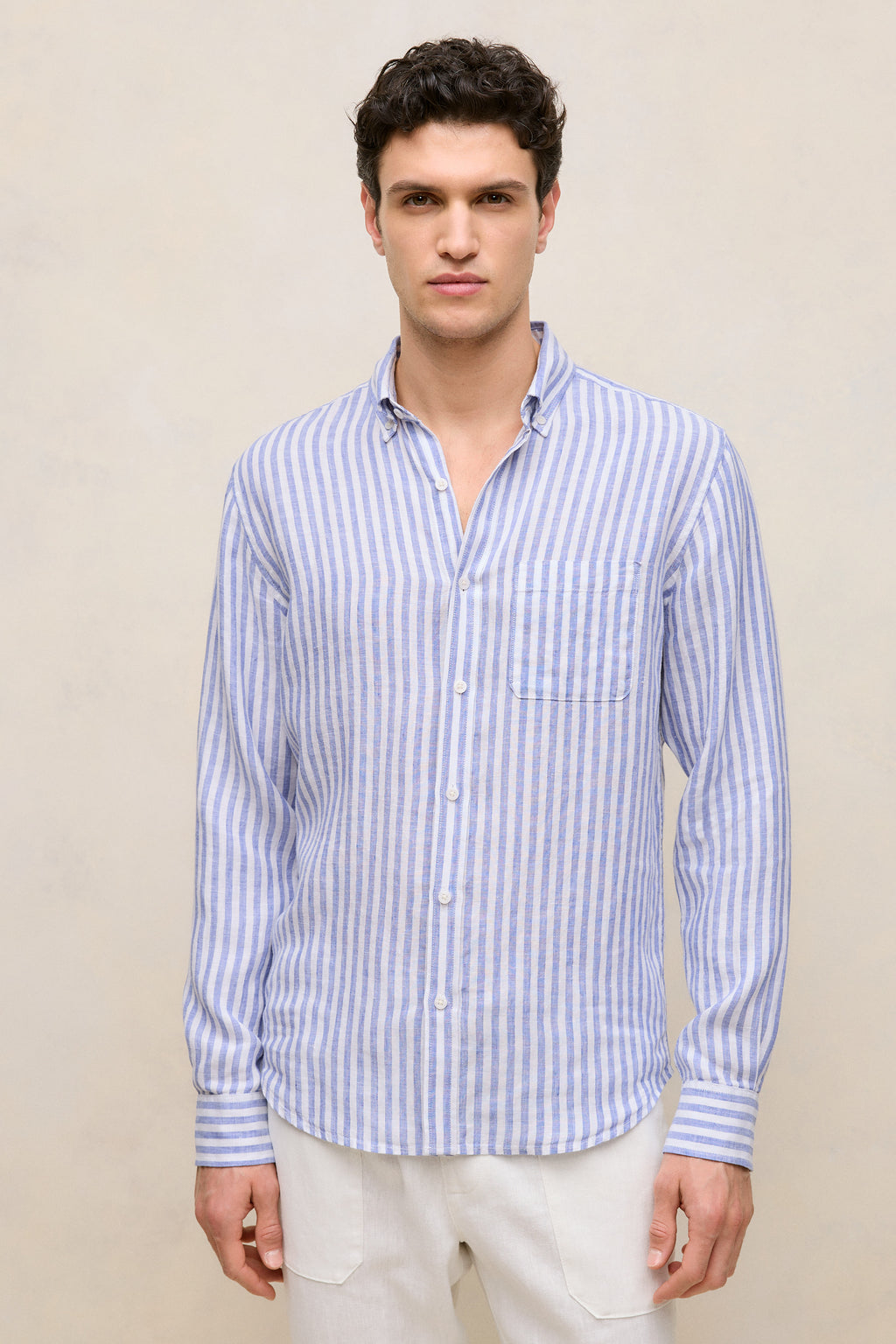 Regular Fit Linen Bengal Stripe Shirt