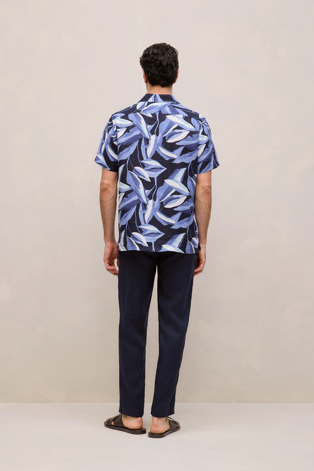 Painted Leaf Linen Camp Shirt