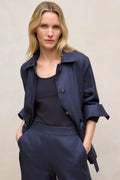 Linen Pocket Detail Belted Jacket