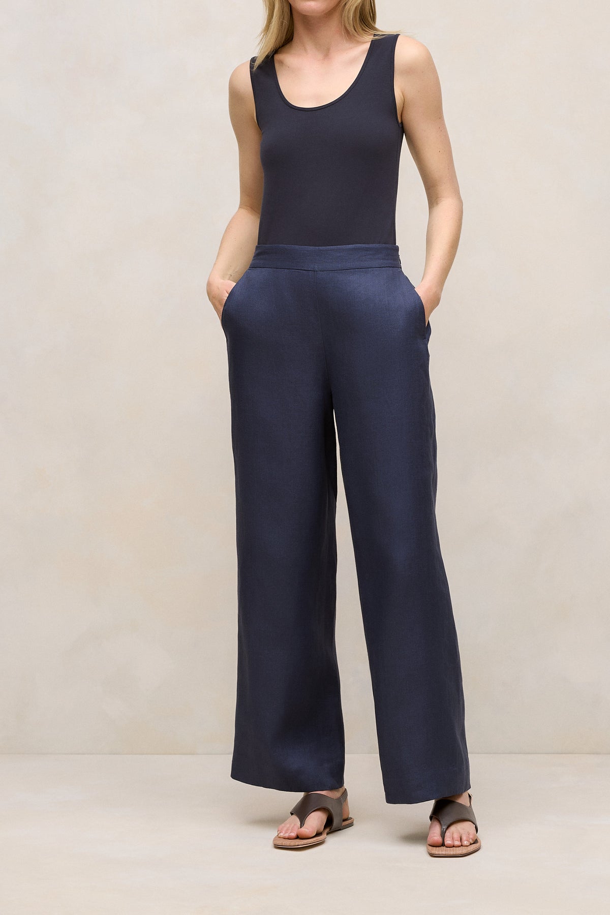 Linen Flat Front Pant