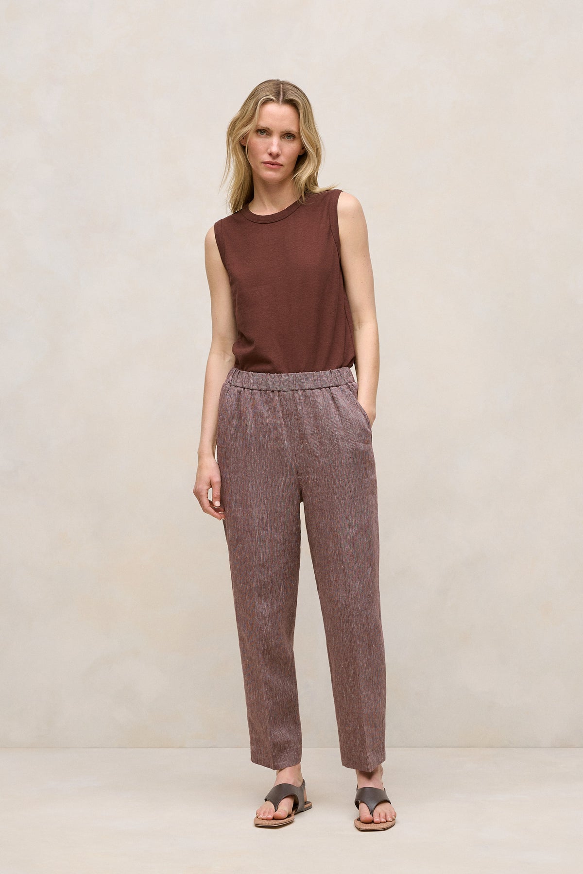 Linen End On End Stripe Relaxed Pant