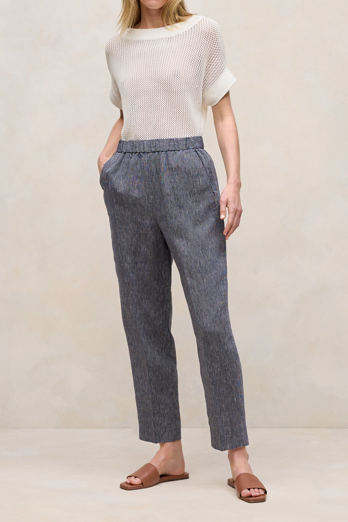 Linen End On End Stripe Relaxed Pant