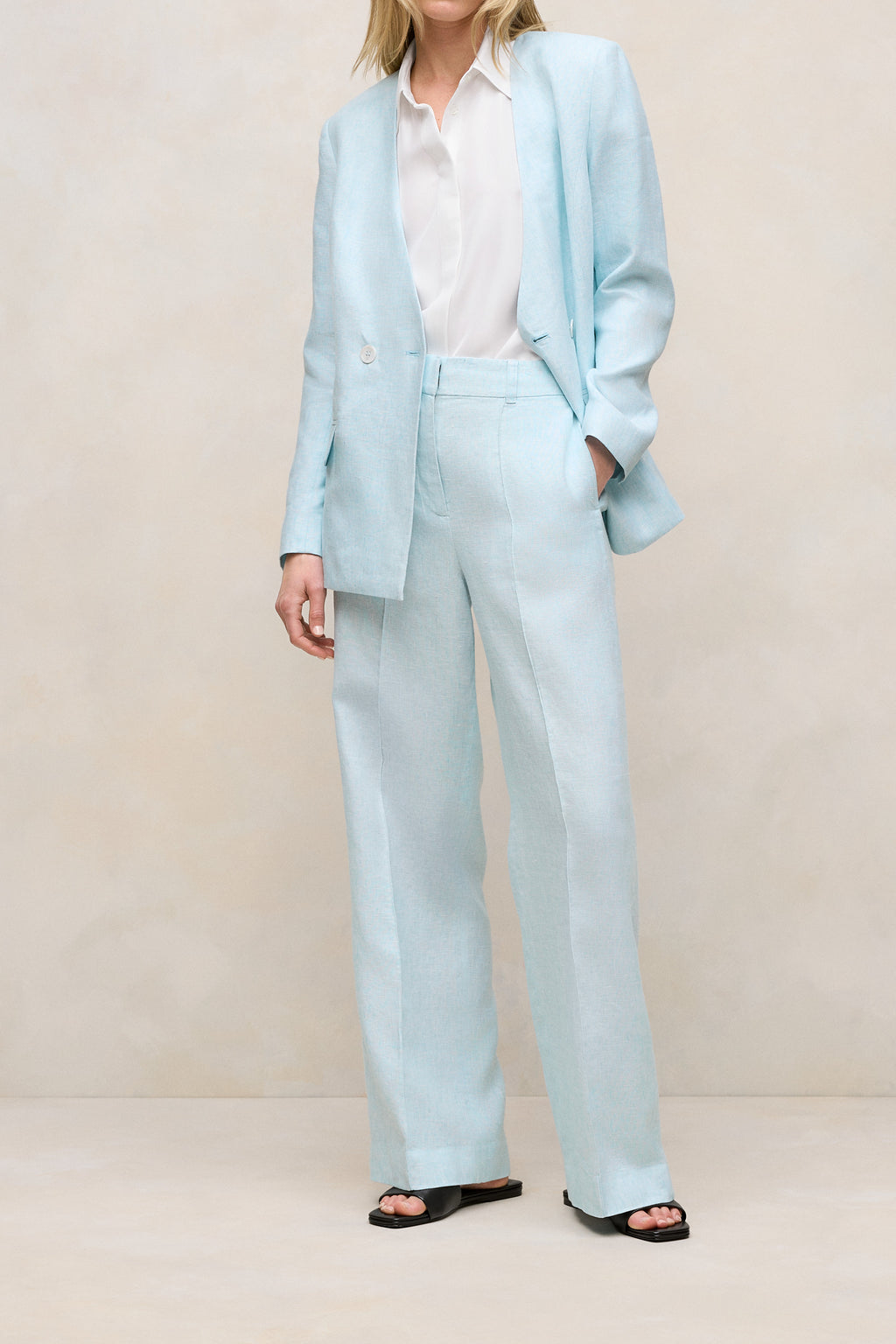 Linen Tailored Wide Leg Pant