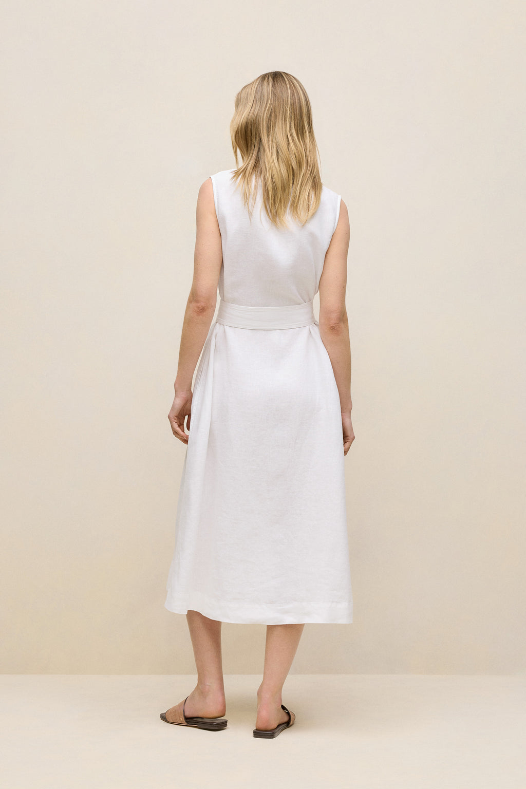 Linen Sleeveless Shirt Dress
