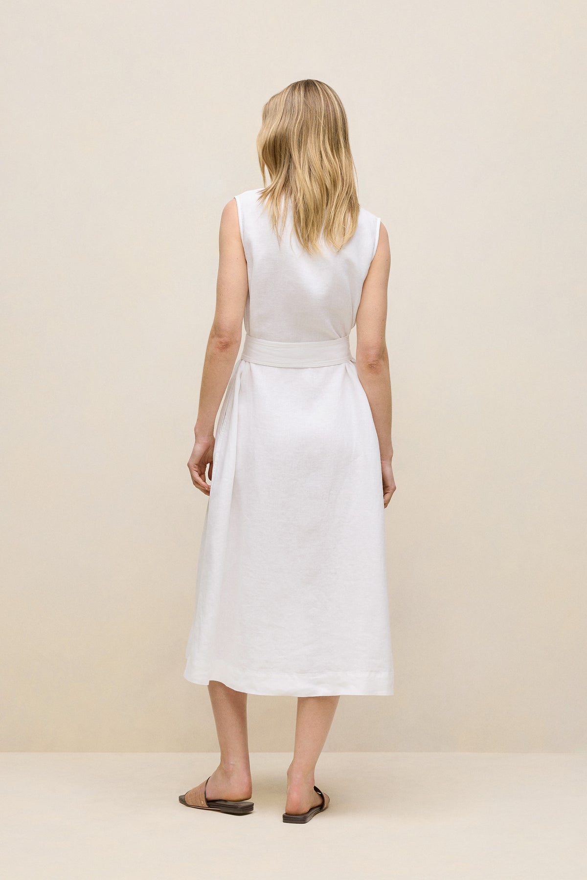 Linen Sleeveless Shirt Dress