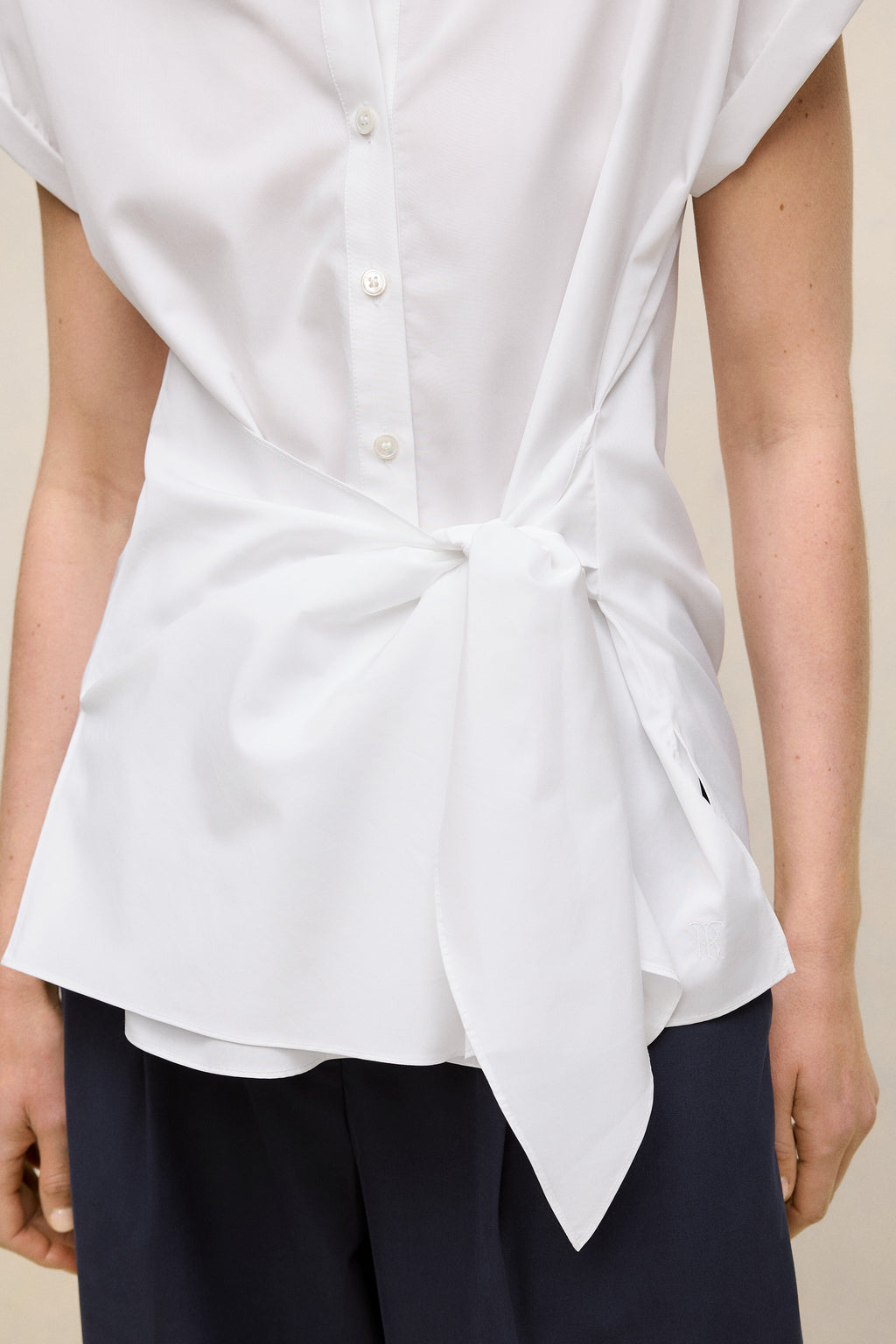 Poplin Tie Front Shirt