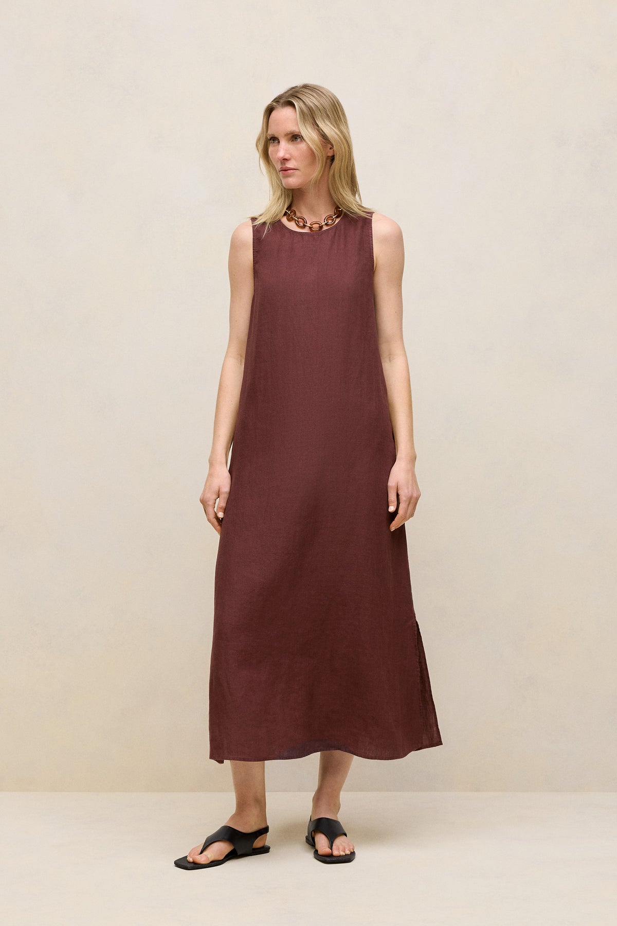 Delave Linen Sleeveless Column Dress