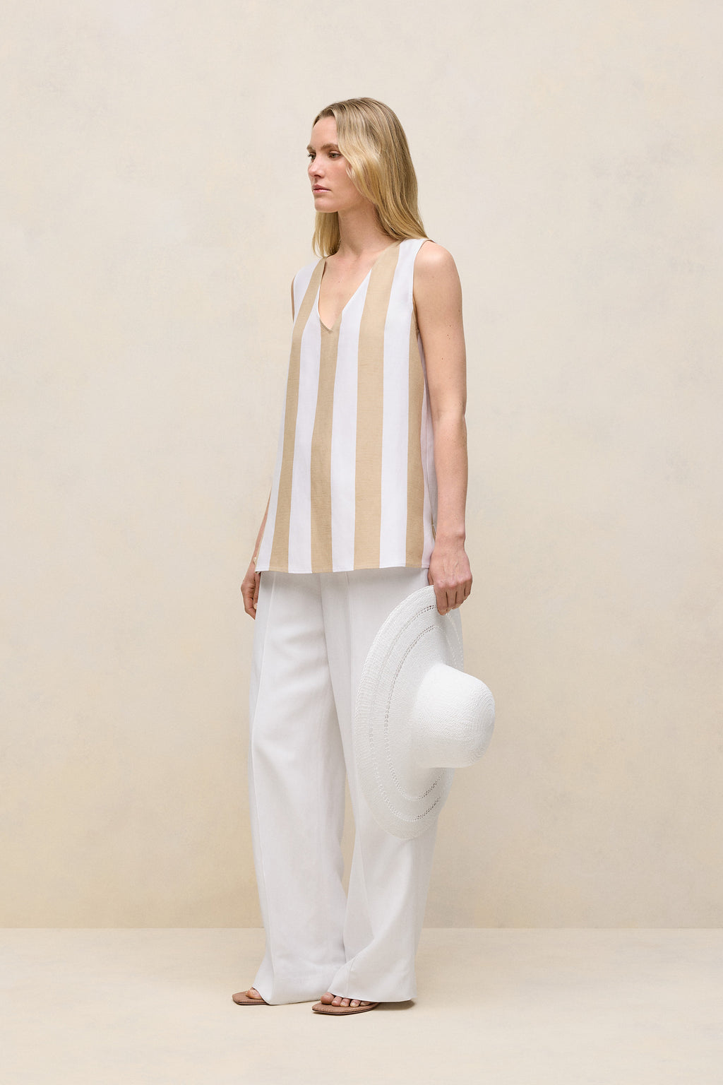Cabana Stripe V Neck Trapeze Tank