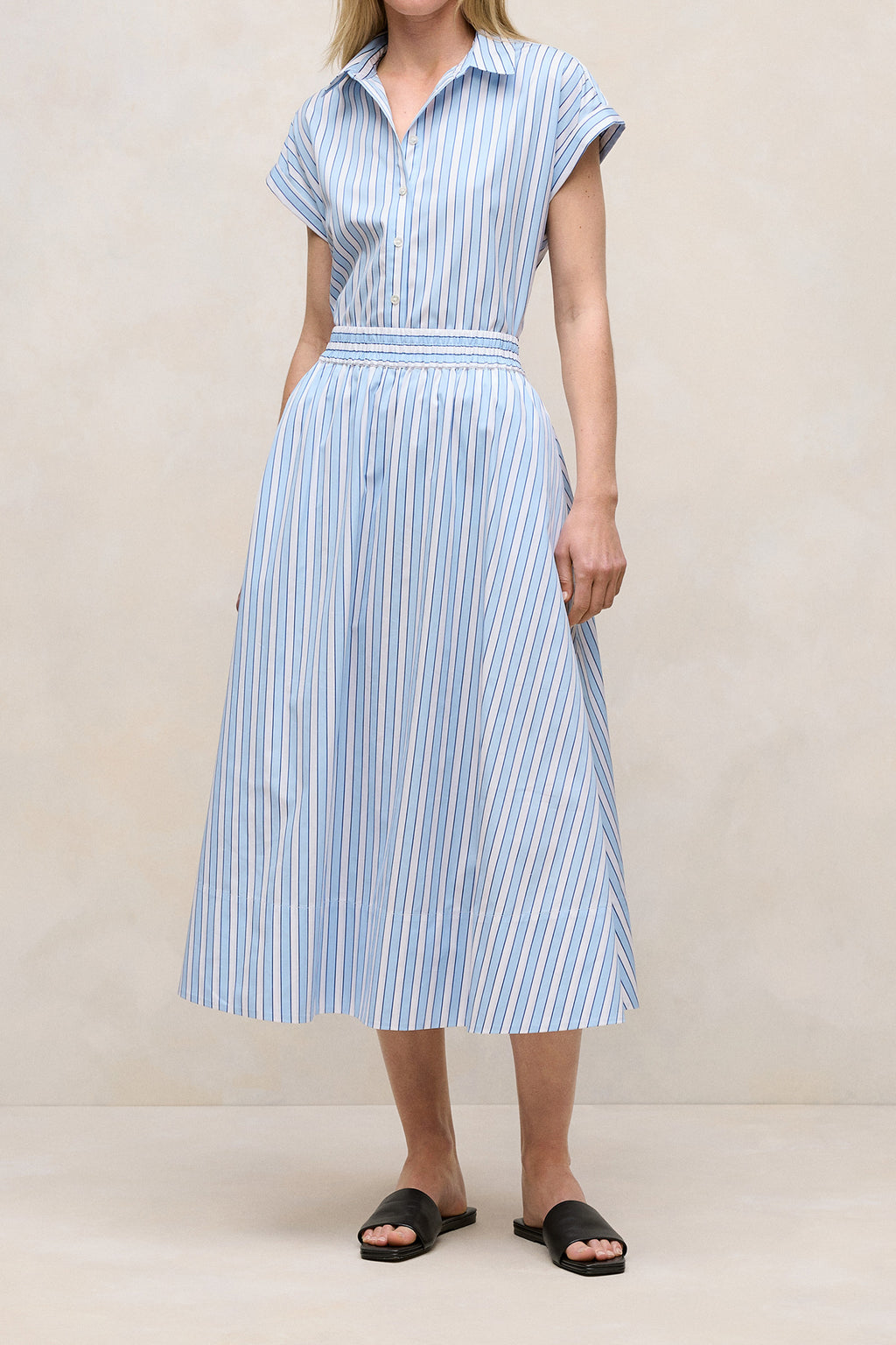 Jacquard Stripe Poplin Skirt