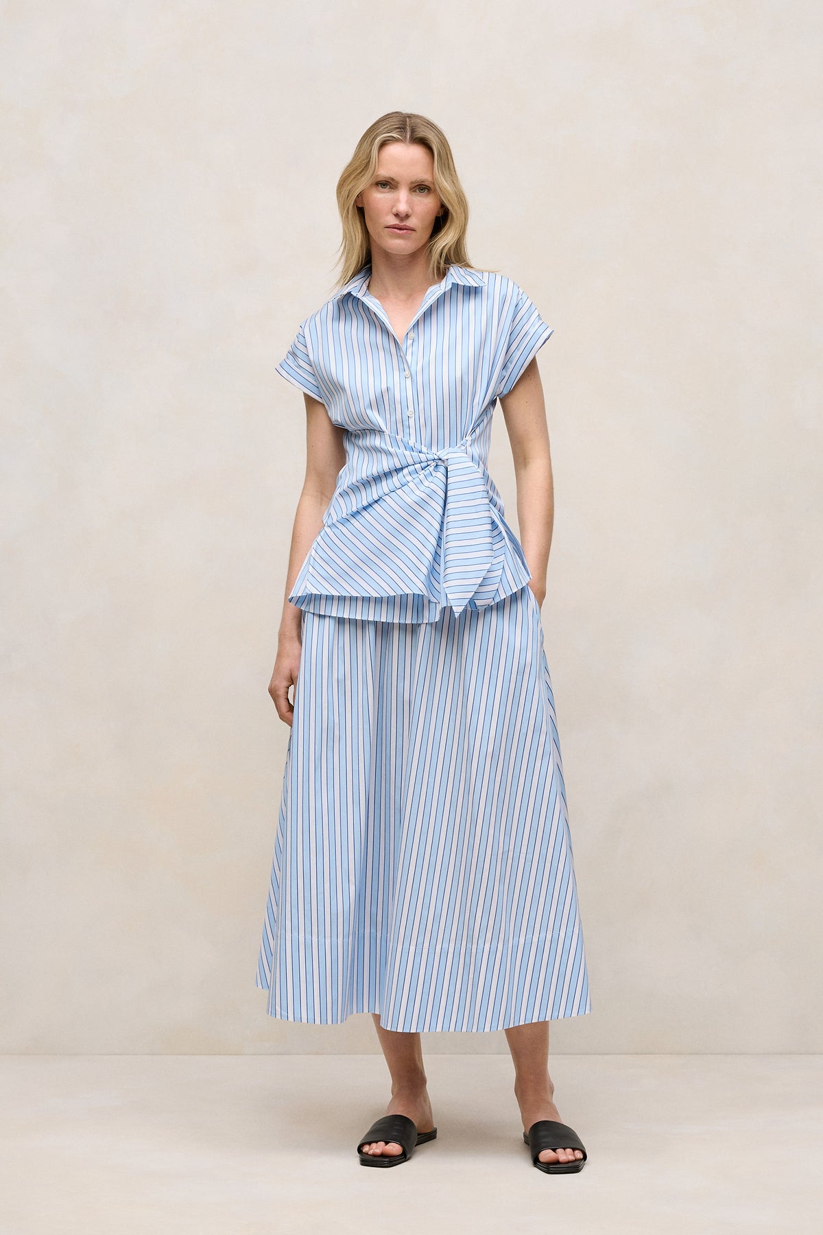 Jacquard Stripe Poplin Skirt